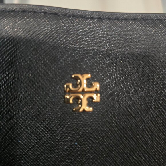 Tory Burch Large Black Leather Emerson Tote w/Gold Tone Hardware & Logo - EUC - Picture 4 of 11